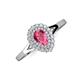 3 - Kristen Rainbow Pear Cut Pink Tourmaline and Round Diamond Halo Engagement Ring 