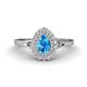 1 - Kristen Rainbow Pear Cut Blue Topaz and Round Diamond Halo Engagement Ring 
