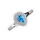 3 - Kristen Rainbow Pear Cut Blue Topaz and Round Diamond Halo Engagement Ring 