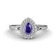 1 - Kristen Rainbow Pear Cut Iolite and Round Diamond Halo Engagement Ring 