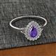 2 - Kristen Rainbow Pear Cut Iolite and Round Diamond Halo Engagement Ring 