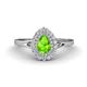 1 - Kristen Rainbow Pear Cut Peridot and Round Diamond Halo Engagement Ring 