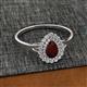 2 - Kristen Rainbow Pear Cut Red Garnet and Round Diamond Halo Engagement Ring 