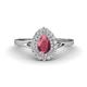 1 - Kristen Rainbow Pear Cut Rhodolite Garnet and Round Diamond Halo Engagement Ring 
