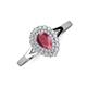 3 - Kristen Rainbow Pear Cut Rhodolite Garnet and Round Diamond Halo Engagement Ring 