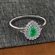 2 - Kristen Rainbow Pear Cut Emerald and Round Diamond Halo Engagement Ring 