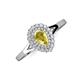 3 - Kristen Rainbow Pear Cut Yellow Sapphire and Round Diamond Halo Engagement Ring 