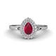 1 - Kristen Rainbow Pear Cut Ruby and Round Diamond Halo Engagement Ring 