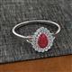 2 - Kristen Rainbow Pear Cut Ruby and Round Diamond Halo Engagement Ring 