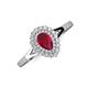 3 - Kristen Rainbow Pear Cut Ruby and Round Diamond Halo Engagement Ring 