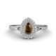 1 - Kristen Rainbow Pear Cut Smoky Quartz and Round Diamond Halo Engagement Ring 