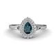 1 - Kristen Rainbow Pear Cut London Blue Topaz and Round Diamond Halo Engagement Ring 
