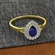 2 - Kristen Rainbow Pear Cut Blue Sapphire and Round Diamond Halo Engagement Ring 