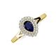 3 - Kristen Rainbow Pear Cut Blue Sapphire and Round Diamond Halo Engagement Ring 