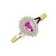 3 - Kristen Rainbow Pear Cut Pink Sapphire and Round Diamond Halo Engagement Ring 