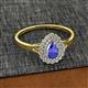 2 - Kristen Rainbow Pear Cut Tanzanite and Round Diamond Halo Engagement Ring 