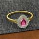 2 - Kristen Rainbow Pear Cut Pink Tourmaline and Round Diamond Halo Engagement Ring 