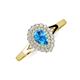3 - Kristen Rainbow Pear Cut Blue Topaz and Round Diamond Halo Engagement Ring 