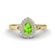 1 - Kristen Rainbow Pear Cut Peridot and Round Diamond Halo Engagement Ring 