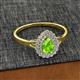 2 - Kristen Rainbow Pear Cut Peridot and Round Diamond Halo Engagement Ring 