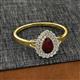 2 - Kristen Rainbow Pear Cut Red Garnet and Round Diamond Halo Engagement Ring 