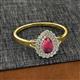 2 - Kristen Rainbow Pear Cut Rhodolite Garnet and Round Diamond Halo Engagement Ring 