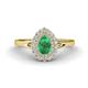 1 - Kristen Rainbow Pear Cut Emerald and Round Diamond Halo Engagement Ring 