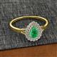 2 - Kristen Rainbow Pear Cut Emerald and Round Diamond Halo Engagement Ring 