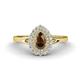 1 - Kristen Rainbow Pear Cut Smoky Quartz and Round Diamond Halo Engagement Ring 