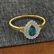 2 - Kristen Rainbow Pear Cut London Blue Topaz and Round Diamond Halo Engagement Ring 