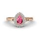 1 - Kristen Rainbow Pear Cut Pink Tourmaline and Round Diamond Halo Engagement Ring 