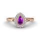1 - Kristen Rainbow Pear Cut Amethyst and Round Diamond Halo Engagement Ring 