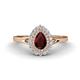1 - Kristen Rainbow Pear Cut Red Garnet and Round Diamond Halo Engagement Ring 