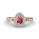 1 - Kristen Rainbow Pear Cut Rhodolite Garnet and Round Diamond Halo Engagement Ring 