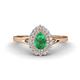 1 - Kristen Rainbow Pear Cut Emerald and Round Diamond Halo Engagement Ring 