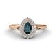 1 - Kristen Rainbow Pear Cut London Blue Topaz and Round Diamond Halo Engagement Ring 