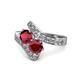 1 - Eleni Ruby with Side Diamonds Bypass Ring 