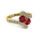 2 - Eleni Ruby with Side Diamonds Bypass Ring 