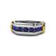 1 - Brad Round Blue Sapphire 7 Stone Men Wedding Ring