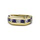 1 - Brad Round Blue Sapphire and Diamond 7 Stone Men Wedding Ring 
