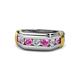 1 - Brad Round Pink Sapphire and Diamond 7 Stone Men Wedding Ring 