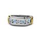 1 - Brad Round Aquamarine and Diamond 7 Stone Men Wedding Ring 