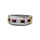 1 - Brad Round Red Garnet and Diamond 7 Stone Men Wedding Ring 