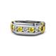 1 - Brad Round Yellow Sapphire and Diamond 7 Stone Men Wedding Ring 