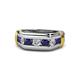 1 - Brad Round Blue Sapphire and Diamond 7 Stone Men Wedding Ring 