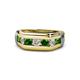 1 - Brad Round Green Garnet and Diamond 7 Stone Men Wedding Ring 