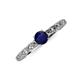 3 - Daisy Classic Round Blue Sapphire and Diamond Floral Engraved Engagement Ring 