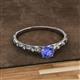 2 - Daisy Classic Round Tanzanite and Diamond Floral Engraved Engagement Ring 