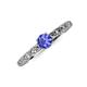 3 - Daisy Classic Round Tanzanite and Diamond Floral Engraved Engagement Ring 