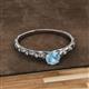 2 - Daisy Classic Round Aquamarine and Diamond Floral Engraved Engagement Ring 